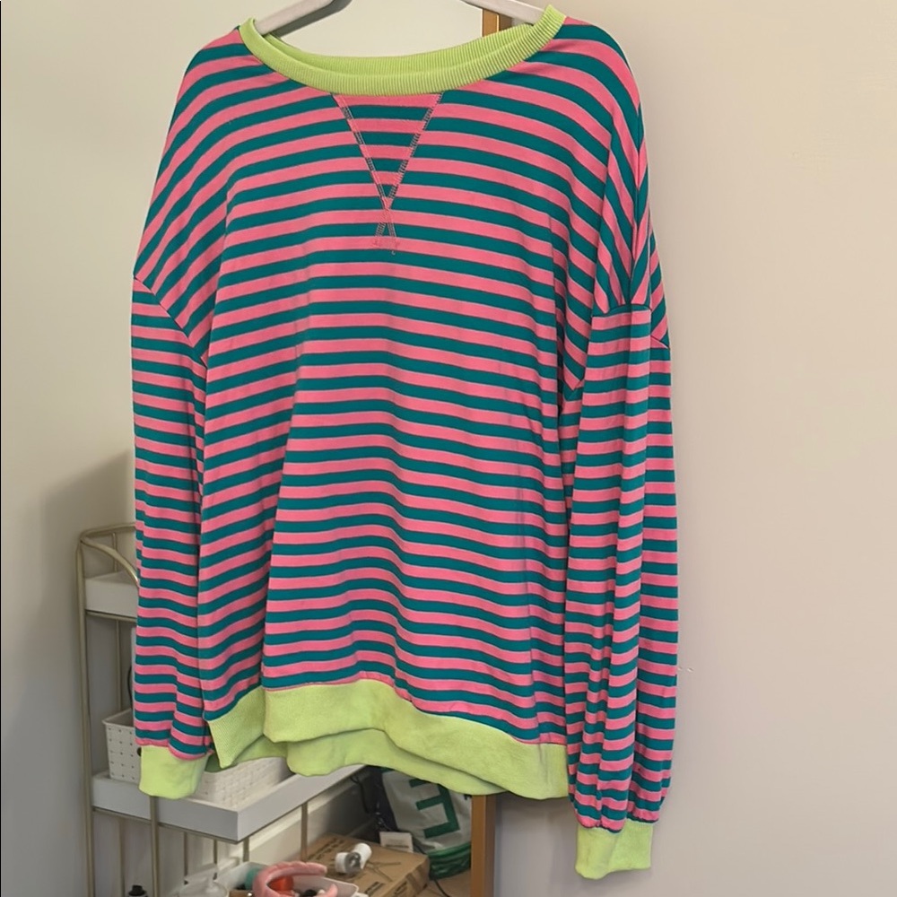 Striped Pink and Green Sweater